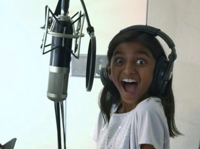 girl giving surprising expression while recording
